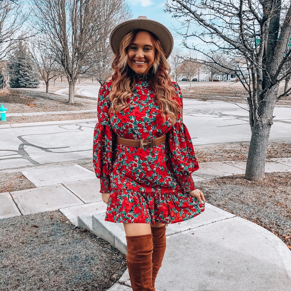 Floral Print Ruffle hem dress ❤️